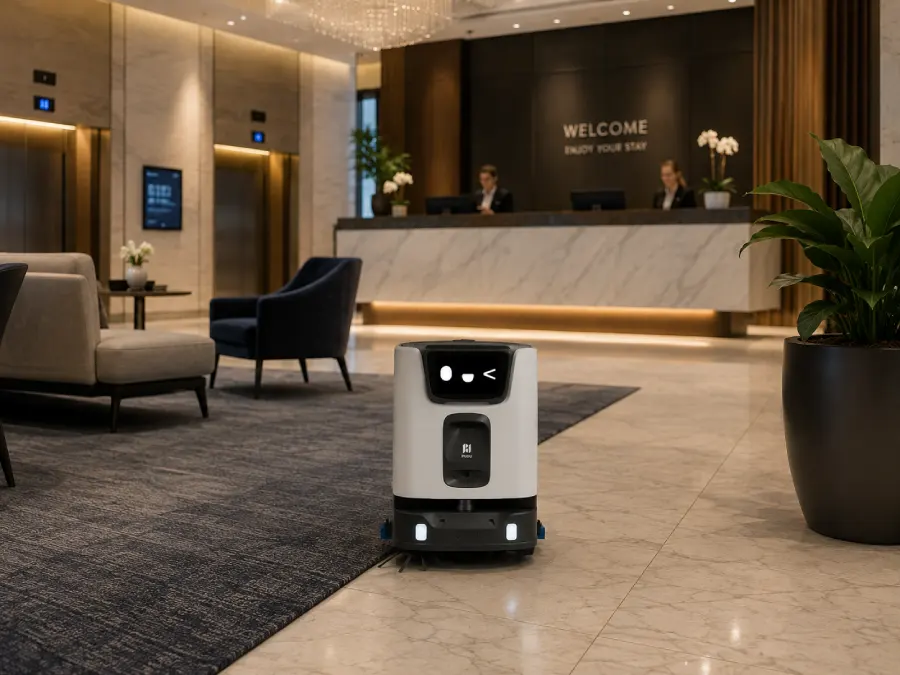 Pudu-ET1-Scheuersaugroboter-Hotel-Lobby Robot lavatrice-asciugatrice PUDU ET1 per hotel